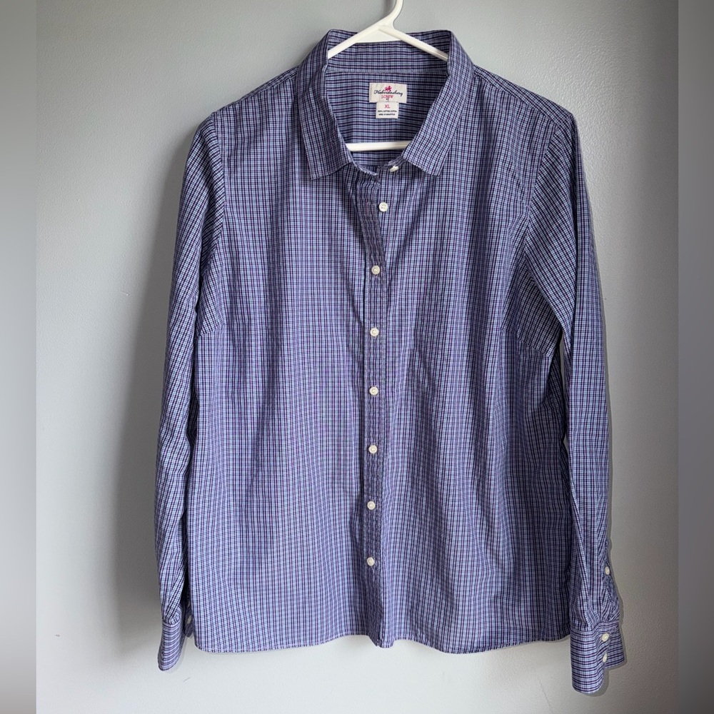 J.Crew Haberdashery XL Purple Blue Check Button Down Shirt